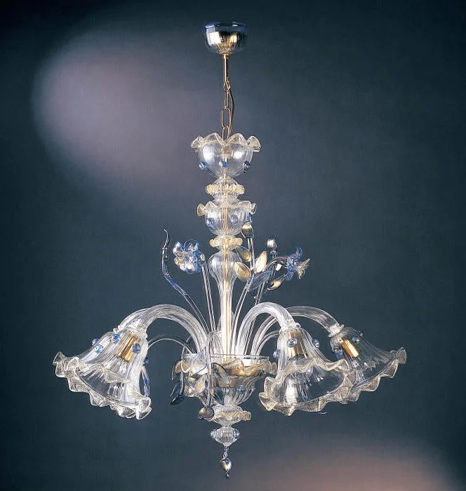 Chandeliers with Clear Crystal for a Sparkling EffectMurano Glass Chandelier With Blue Decorations