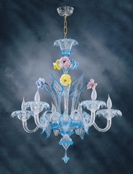 Chandeliers with Multiple Lights for Maximum IlluminationMurano Glass Chandelier With Multicoloured Flowers