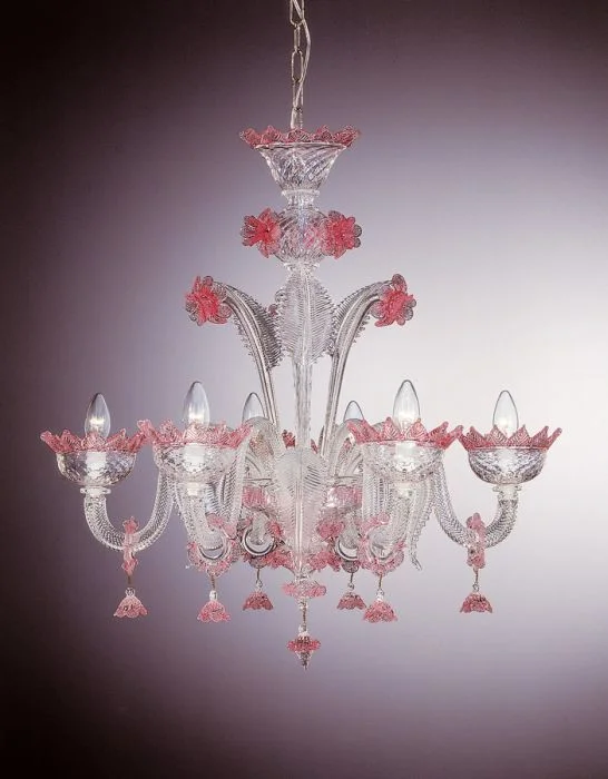 Small Chandeliers for Compact RoomsMurano Glass Chandelier With Rose Trim