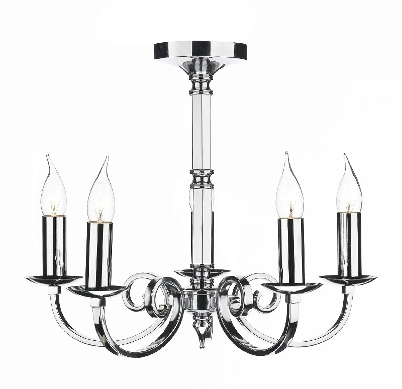 Mid - Century Modern Chandeliers for Vintage AppealHenman Polished Chrome 5 Arm Ceiling Light - ID 4195