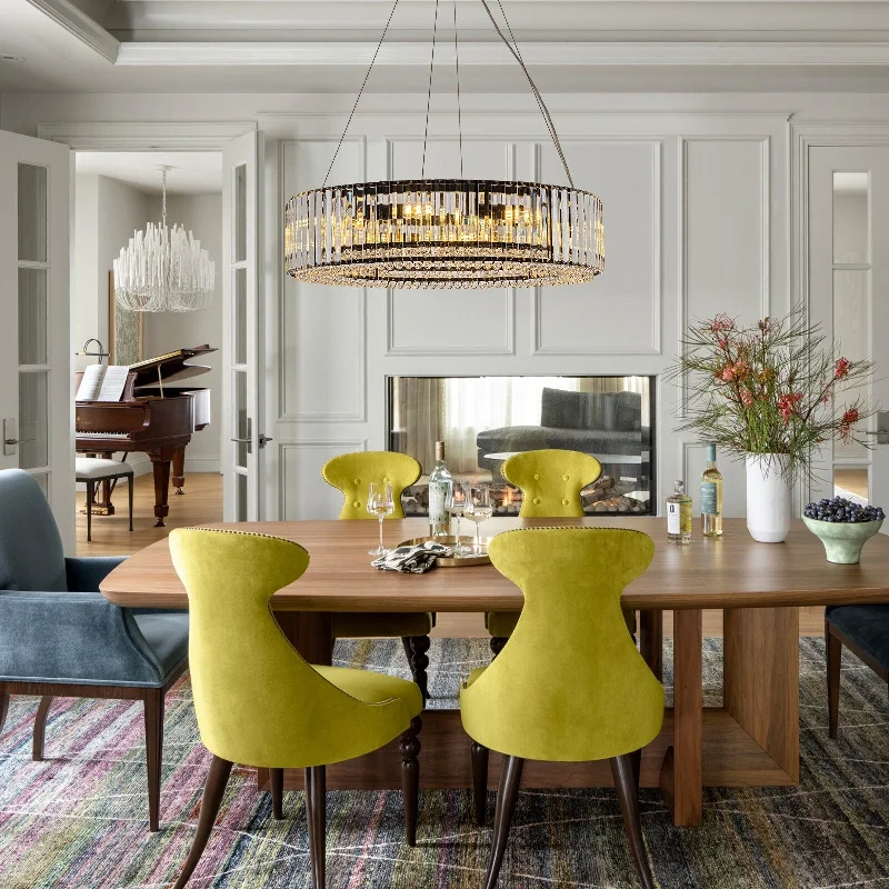 Oversized Chandeliers as a Statement Piece in Living RoomsOYIPRO 6/8/12 - Light Modern Round Crystal Chandelier Kitchen Island Pendant Light for Dining Room