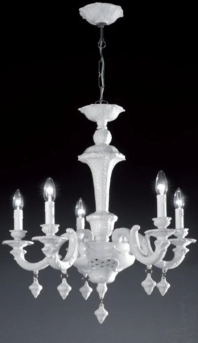 Chandeliers with Colored Glass for a Splash of ColorPalladio 5 Light Porcelain Chandelier
