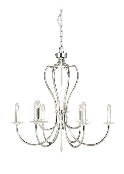 Chandeliers with Metal Frames in Silver FinishStrawberry Hill Polished Nickel 9 Arm Chandelier - ID 8308