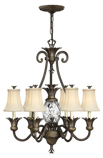 Chandeliers for High Ceilings to Fill Vertical SpaceBotanical Bronze 7 Lamp Chandelier - ID 7166