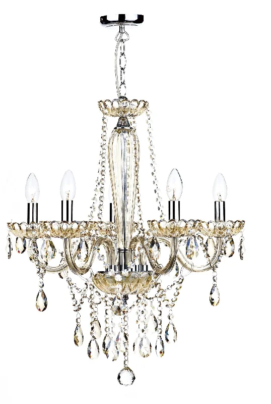 Traditional Brass Chandeliers for Classic InteriorsVictoria Champagne Gold 5 Arm Chandelier - ID 2477