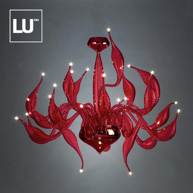 Incandescent Chandeliers for a Warm and Traditional GlowRed Lu-Murano Venetian Chandelier By Fabio Fornasier With 24 Lights