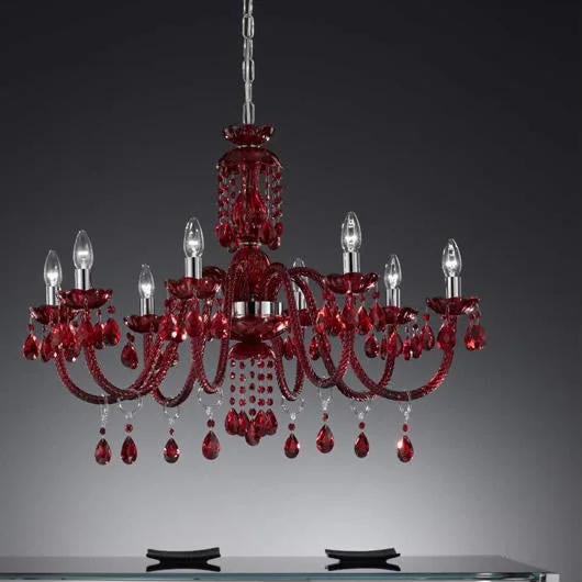 Chandeliers with Metal Frames in Gold FinishRed white or black Italian glass or Bohemian crystal chandelier