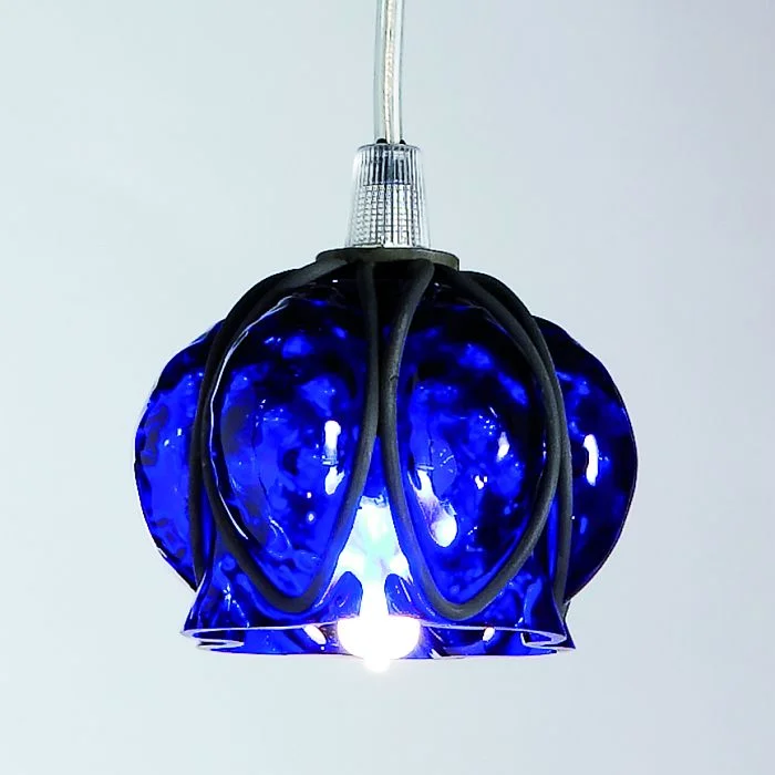 Art Deco Chandeliers for a Retro - Glam LookSmall Cobalt Blue Murano Glass 'Baloton' Ceiling Pendant