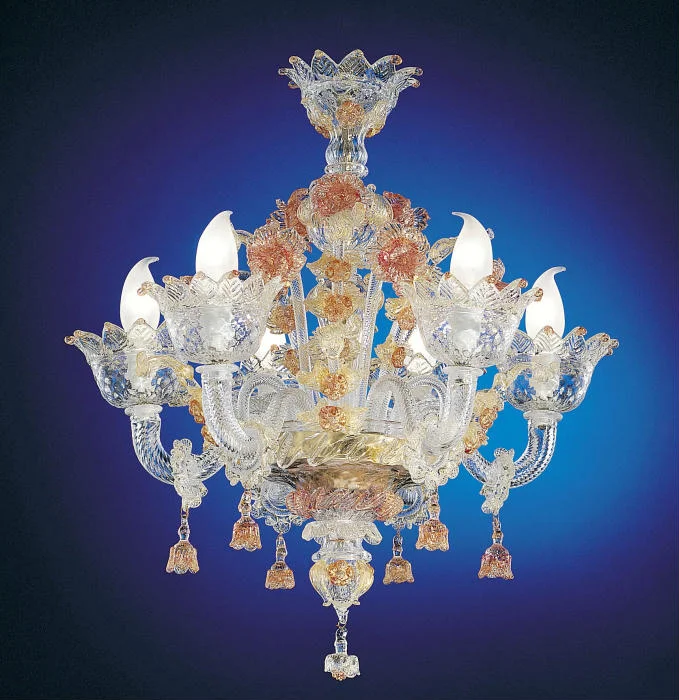 Industrial Iron Chandeliers for Loft - Inspired SpacesSmall Pink And Gold Murano Glass Chandelier