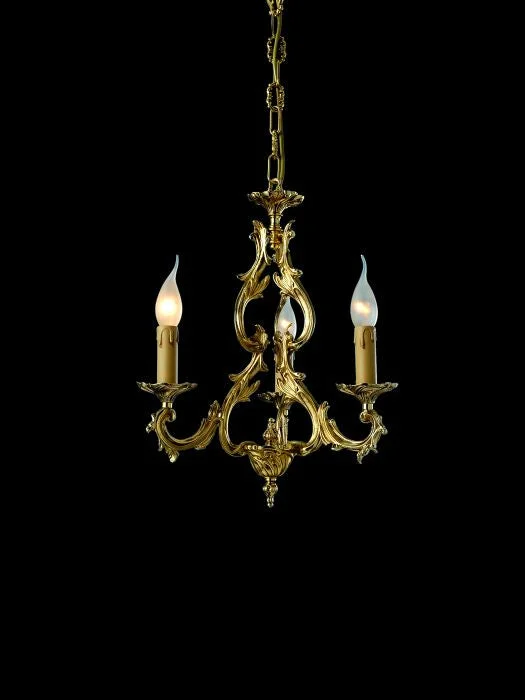 Rustic Wood Chandeliers for Country - Style HousesTraditional Italian Gold-Plated 3 Arm Candle Chandelier
