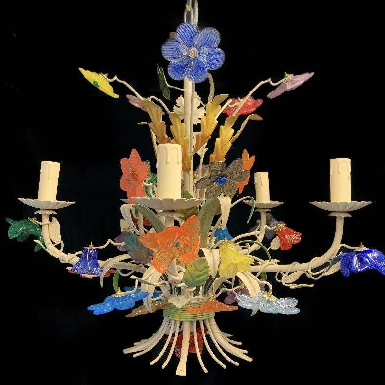 Mid - Century Modern Chandeliers for Vintage AppealTraditional Metal Murano Glass Flower Chandelier