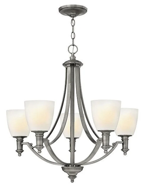 Chandeliers with Frosted Glass for a Softer Light DiffusionMarshes Antique Nickel 5 Lamp Chandelier - ID 6115