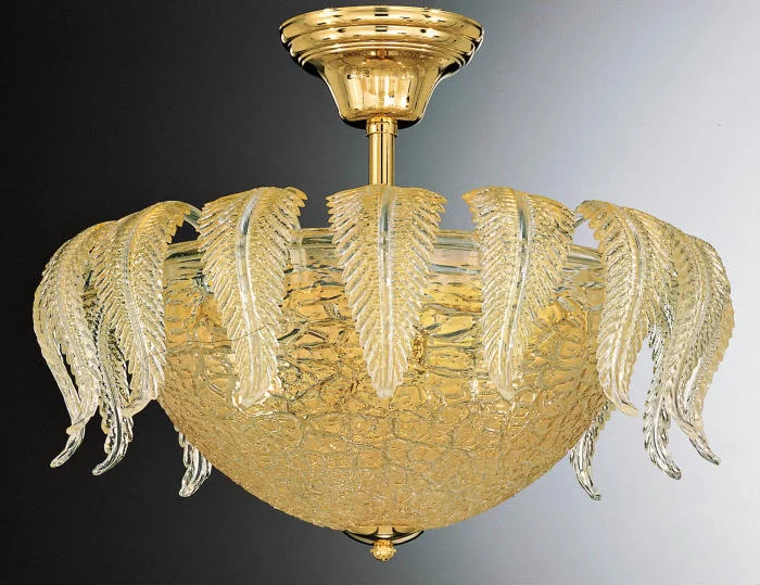 Victorian - Inspired Chandeliers with Ornate DetailsVenetian Ceiling Light With Clear Glass & Gold Leaves