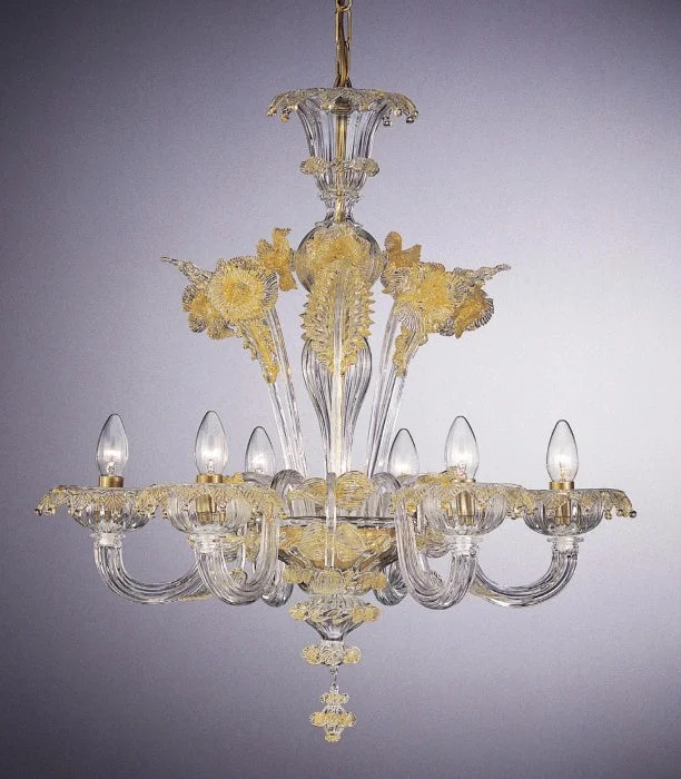 Chandeliers with Venetian Glass for a Luxurious LookVenetian Six Arm Chandelier With Gold Decorations