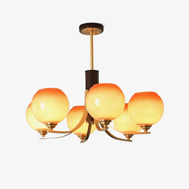 Chandeliers with Adjustable Height for Custom InstallationVintage Caramel Globe Chandelier