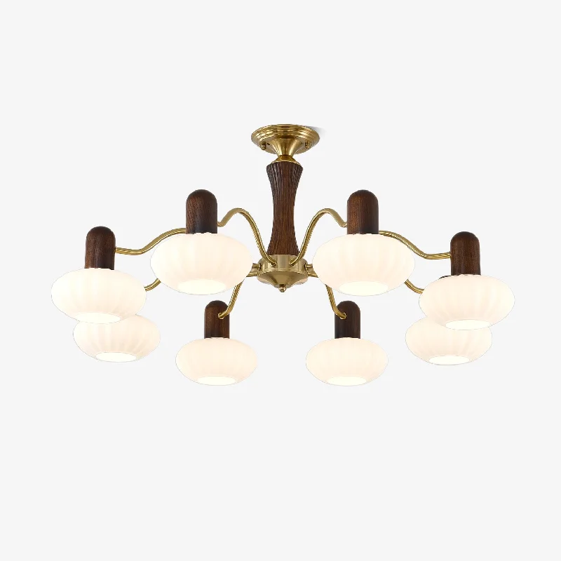 Chandeliers for Low Ceilings to Avoid OvercrowdingWalnut Color Embrace Chandelier
