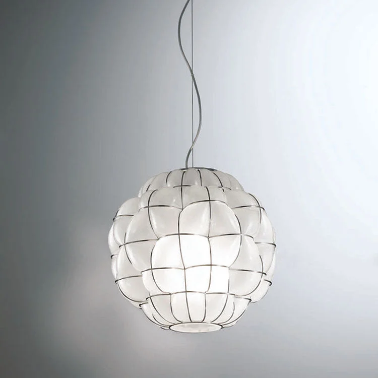 Chandeliers with Metal Frames in Gold FinishWhite Or Clear Handblown Murano Glass Ceiling Pendant With Wire Frame