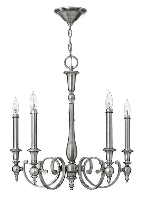Traditional Brass Chandeliers for Classic InteriorsRickmansworth Antique Nickel 5 Lamp Chandelier - ID 5843
