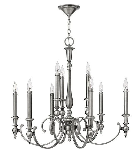Chandeliers with Pendant Lights for a Stylish LookRickmansworth Antique Nickel 9 Lamp Chandelier - ID 5844 DISCONTINUED