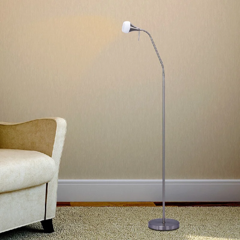Dimmable Floor Lamp for Adjustable Lighting Ambiance#1556BS 56-64 in. Metal Floor Lamp in a Brushed Steel Finish