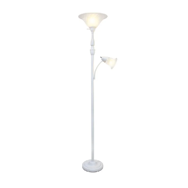 Rustic Farmhouse Style Floor Lamp for Cozy Bedrooms2 Light Mother Daughter Floor Lamp with White Marble Glass - none