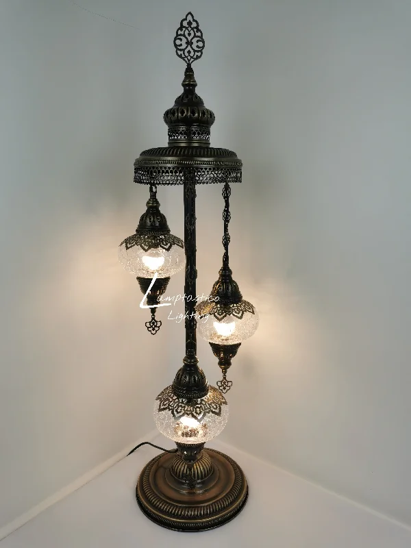 Adjustable Height Floor Lamp for Versatile Lighting Needs3 Globe Crackle Clear Glass Chandelier Floor Lamp