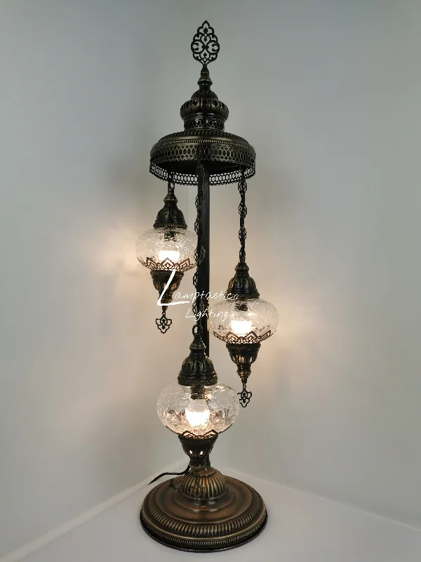 Adjustable Height Floor Lamp for Versatile Lighting Needs3 Globe Crackle Clear Glass Chandelier Floor Lamp