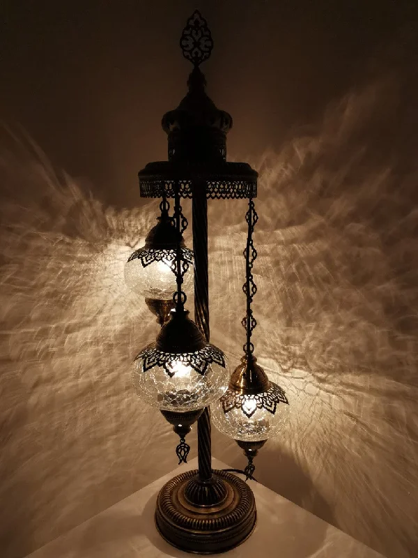  Way Switch Floor Lamp for Multiple Light Intensity Levels3 Globe Crackle Glass Chandelier Floor Lamp