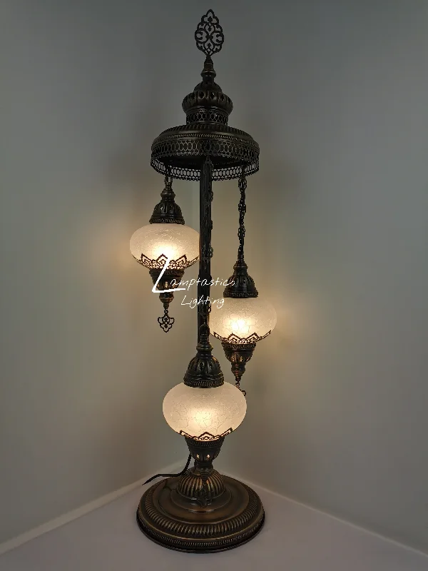 Rustic Farmhouse Style Floor Lamp for Cozy Bedrooms3 Globe Crackle White Glass Chandelier Floor Lamp