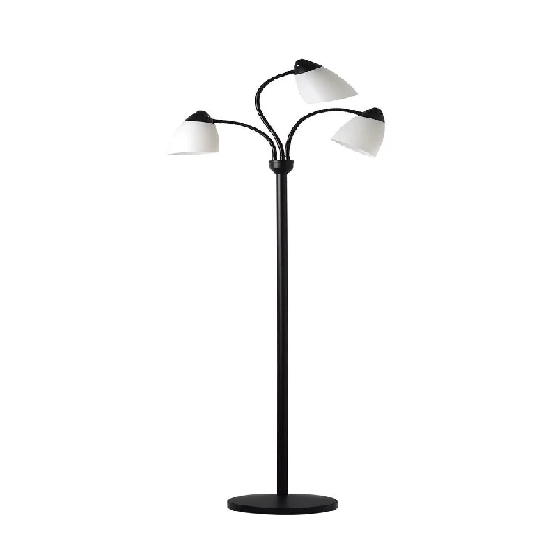 Marble Base Floor Lamp for a Touch of Luxury3 Head Floor Lamp Black with White Plastic Shades and with LED Bulbs Included - ledbulb