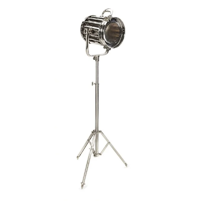 USB Charging Port Floor Lamp for Convenient Device Charging71-Inch Silver Round Cinema Studio Spotlight Floor Tripod Lamp