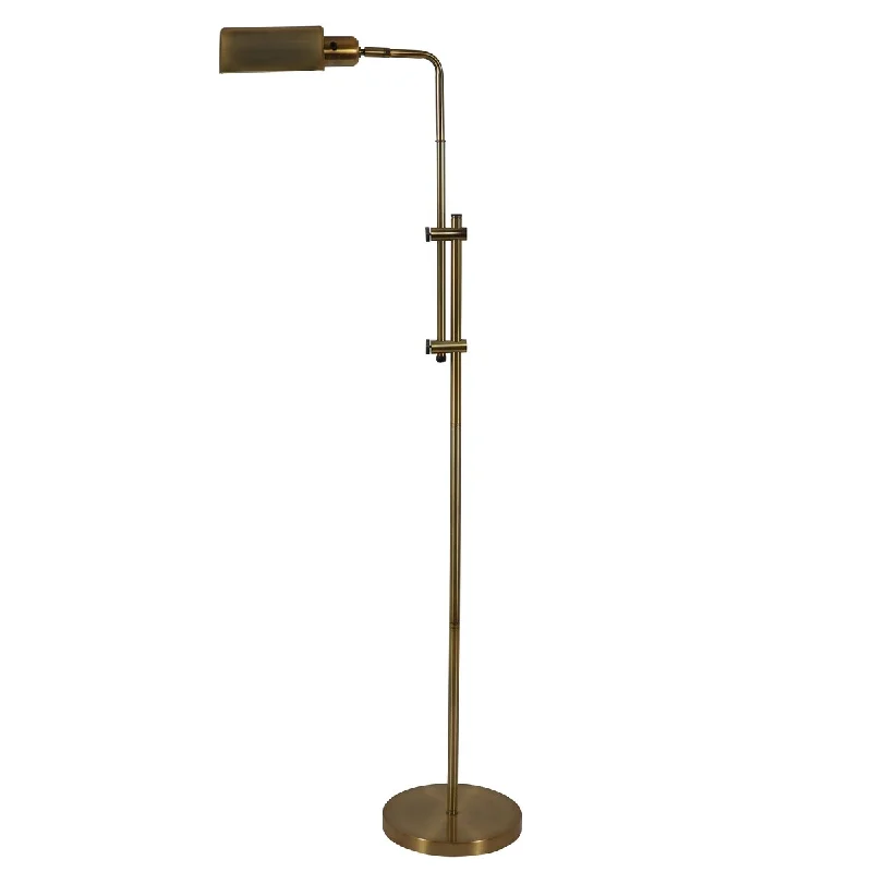 Adjustable Height Floor Lamp for Versatile Lighting NeedsAdjustable Pharmacy Floor Lamp, Made of Steel, 55" - Zadar Brass