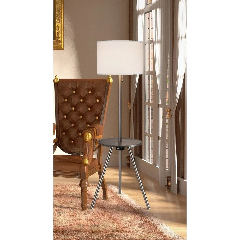  Way Switch Floor Lamp for Multiple Light Intensity LevelsAlly Round Silver Floor Lamp Table with USB Charger