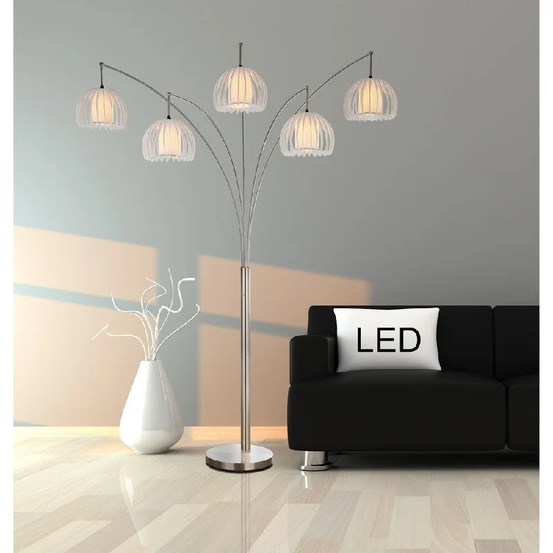 Fabric Floor Lamp with a Linen Shade for a Relaxed AestheticArtiva USA Zucca 89" 5-Arch Brushed Steel LED Floor Lamp w/ Dimmer