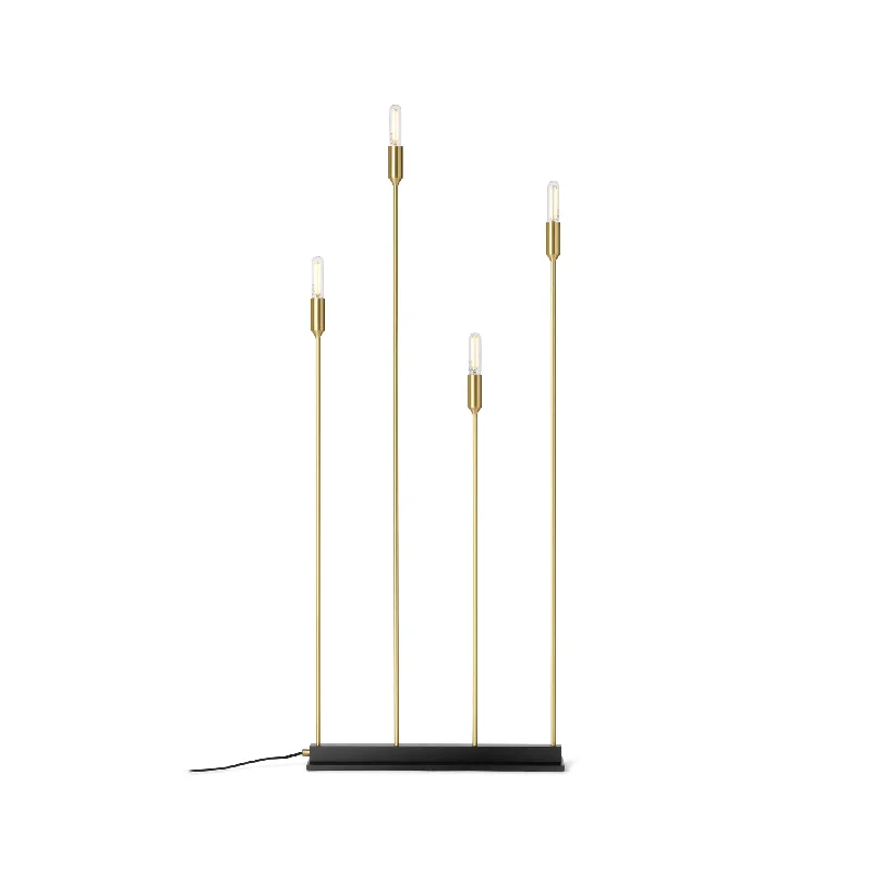 Glass Floor Lamp with Frosted Shades for Soft Diffused LightAstoria Floor Lamp - Brass/Mat Black