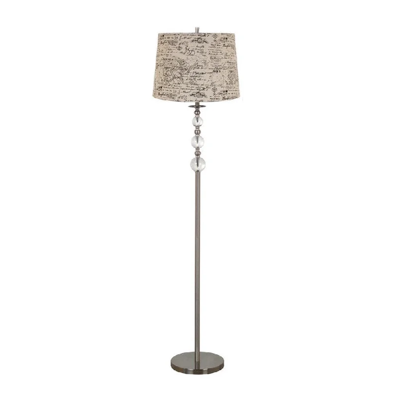 Adjustable Height Floor Lamp for Versatile Lighting NeedsBrushed Nickel Iron and Glass Ball Floor Lamp with Beige Linen Hardback Shade