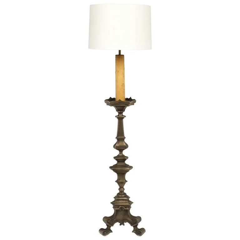  Way Switch Floor Lamp for Multiple Light Intensity LevelsCirca 1950, Brass Spanish Floor Lamp