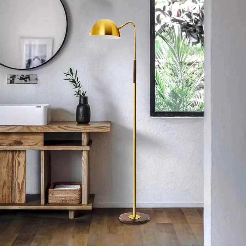 Fabric Floor Lamp with a Linen Shade for a Relaxed AestheticCO-Z Vintage Antique Brass Task Floor Lamp with Solid Wood Base