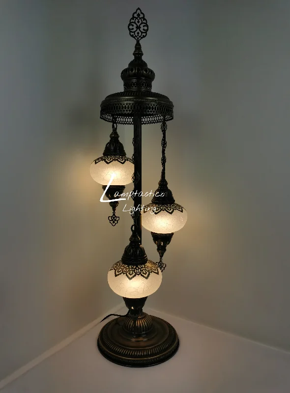 Rustic Farmhouse Style Floor Lamp for Cozy Bedrooms3 Globe Crackle White Glass Chandelier Floor Lamp