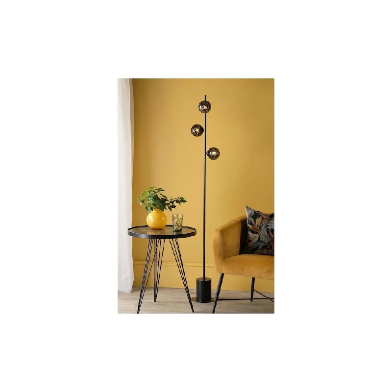 Wood Floor Lamp with Natural Grain for a Warm and Organic FeelDar SPI4922-21 Spiral 6 Light Floor Lamp Matt Black and Black Confetti Glass