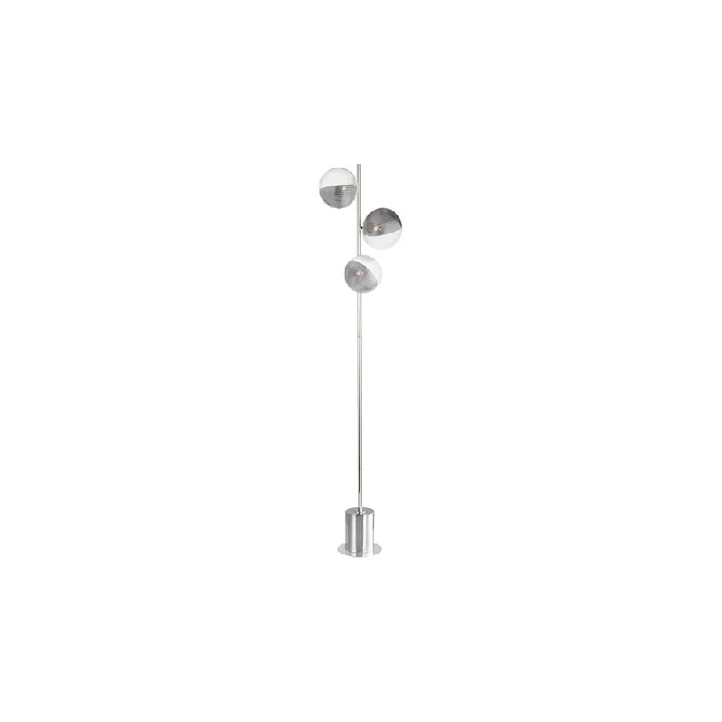Glass Floor Lamp with Frosted Shades for Soft Diffused LightDar SPI5550-19 Spiral 3 Light Floor Lamp Polished Chrome & Smoked/Clear Ribbed Glass