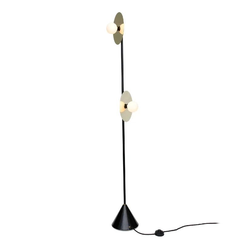 Fabric Floor Lamp with a Linen Shade for a Relaxed AestheticDisc and Sphere Floor Lamp - Black/Brass