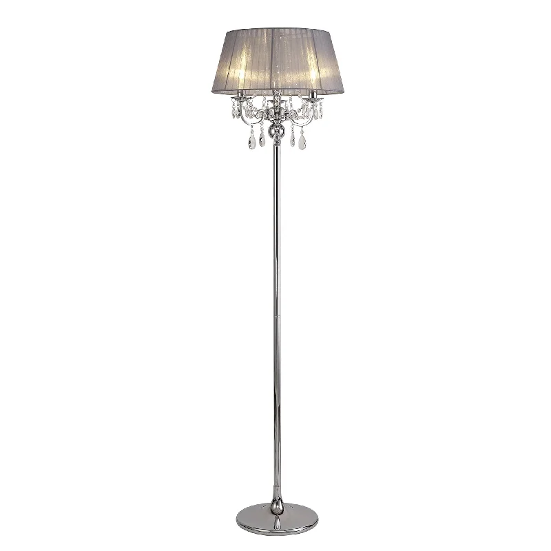 Adjustable Height Floor Lamp for Versatile Lighting NeedsDiyas IL30063/GY Olivia Floor Lamp Grey Shade 3 Light E14 Polished Chrome/Crystal