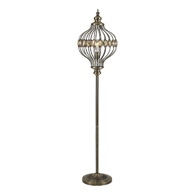 Wood Floor Lamp with Natural Grain for a Warm and Organic FeelDiyas IL31575 Marisa Floor Lamp 1 Light E27 Antique Brass/Amber Crystal
