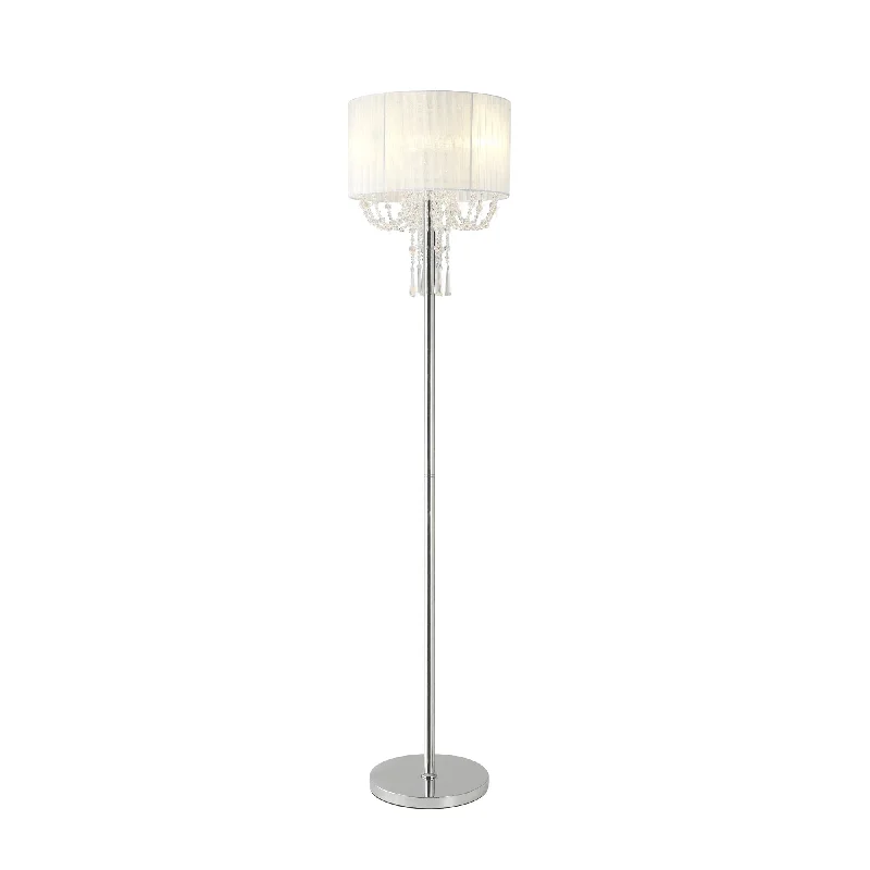 Metal Floor Lamp with a Matte Black Finish for a Sleek LookDiyas IL31762 Freida Floor Lamp White Shade 3 Light E14 Polished Chrome/Crystal