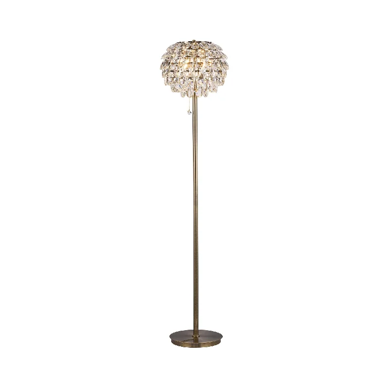 Adjustable Height Floor Lamp for Versatile Lighting NeedsDiyas IL32837AB Coniston Floor Lamp 3 Light E14 Antique Brass/Crystal