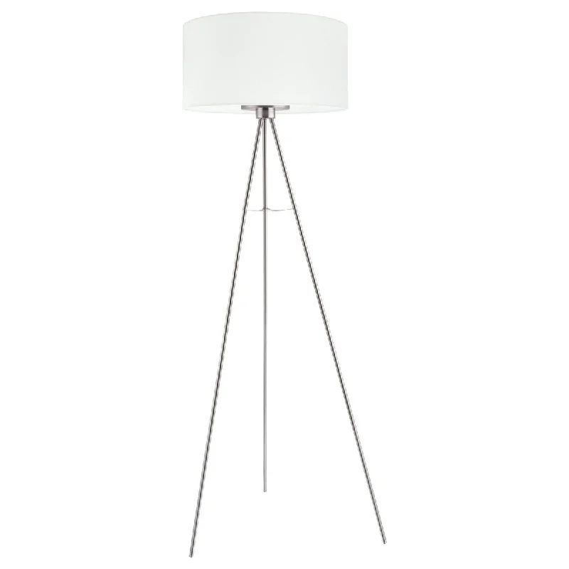Wood Floor Lamp with Natural Grain for a Warm and Organic FeelEglo Fondachelli 1-Light Matte Nickel Floor Lamp with White Fabric