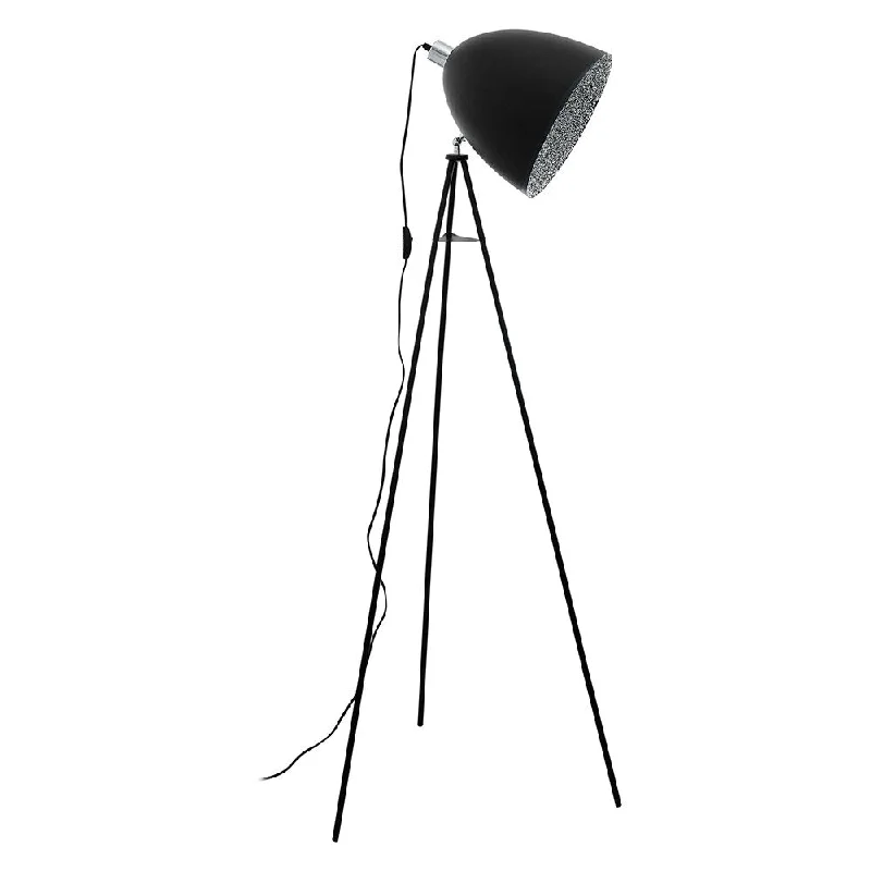 USB Charging Port Floor Lamp for Convenient Device ChargingEglo Mareperla 1-Light Black Floor Lamp with Black Exterior, Black Grey Spec Interior