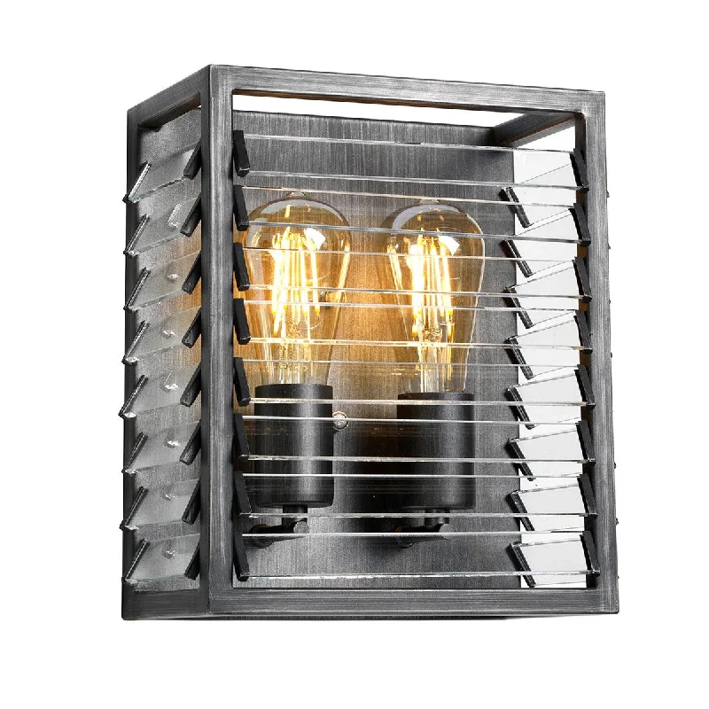 Smart Floor Lamp with Voice Control and Bluetooth ConnectivityElstead Louvre 2 Light Gunmetal Wall Light - Glass Slats