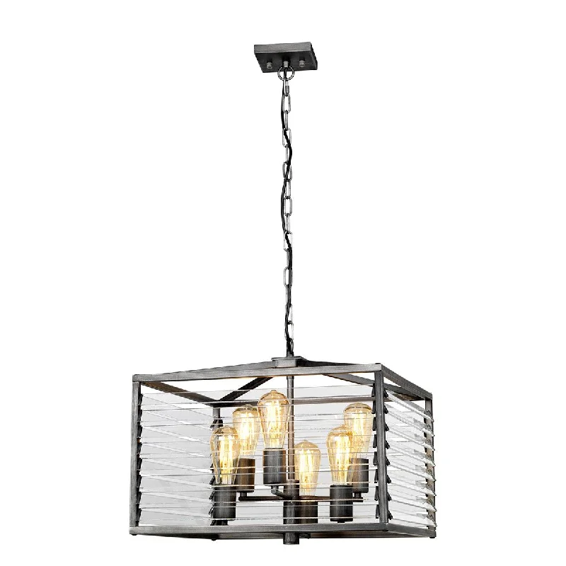 Dimmable Floor Lamp for Adjustable Lighting AmbianceElstead Louvre 6 Light Gunmetal Pendant - Clear Glass Slats
